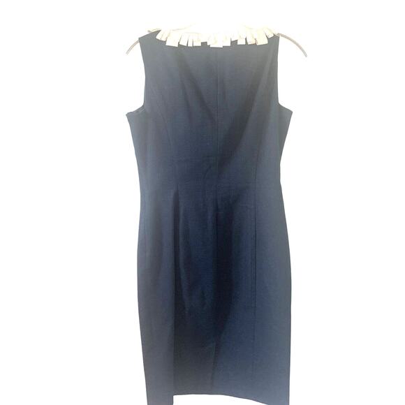 Vintage Retro Anne Klein Dress 4 Navy Empire Sleeveless Cocktail Sheath Whimsy - Picture 2 of 6